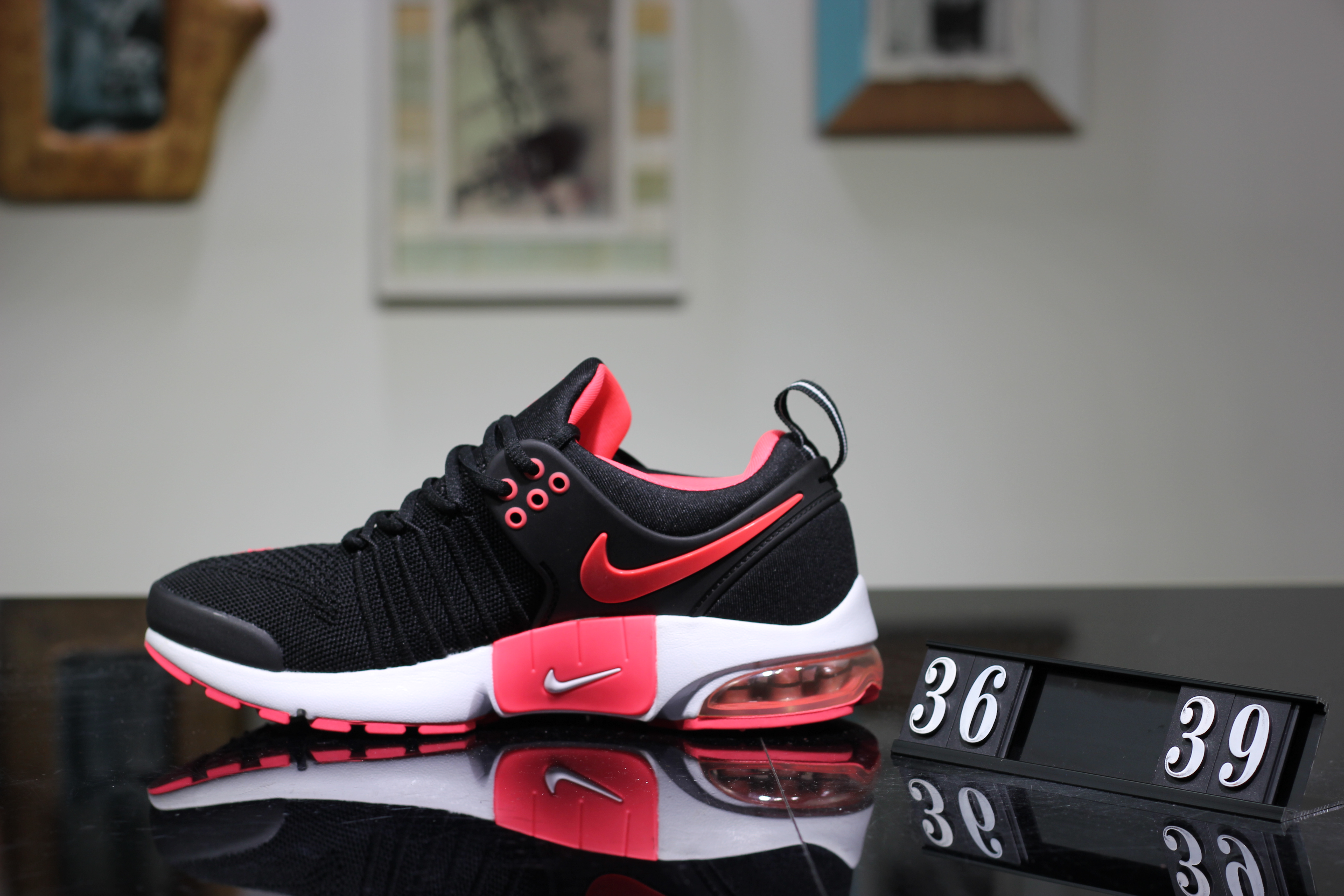 Women Nike Air Presto V Black Red White Shoes - Click Image to Close